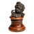 Classic Antique Bronze Cherub Bust Sculpture on Wood Pedestal Edwardian Putti Figure For Sale