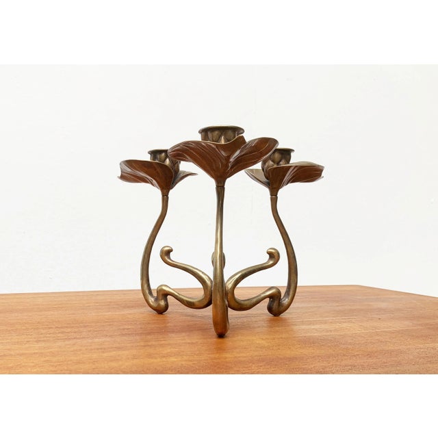 1970s Vintage Brutalist Floral Metal Candleholder For Sale - Image 5 of 18