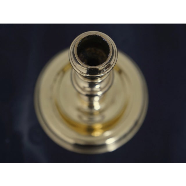 1990s Pair Baldwin Colonial Williamsburg Style Brass Candlesticks For Sale - Image 5 of 6