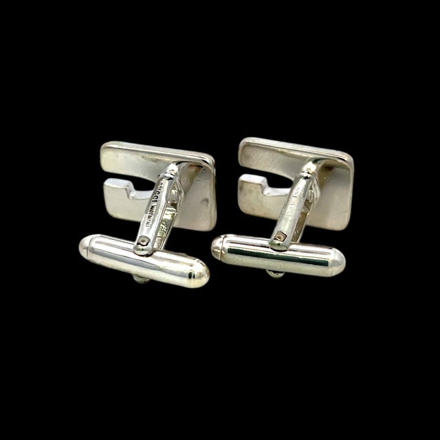 1990s Pair of Gucci Estate Mens Cufflinks Sterling Silver For Sale - Image 9 of 9