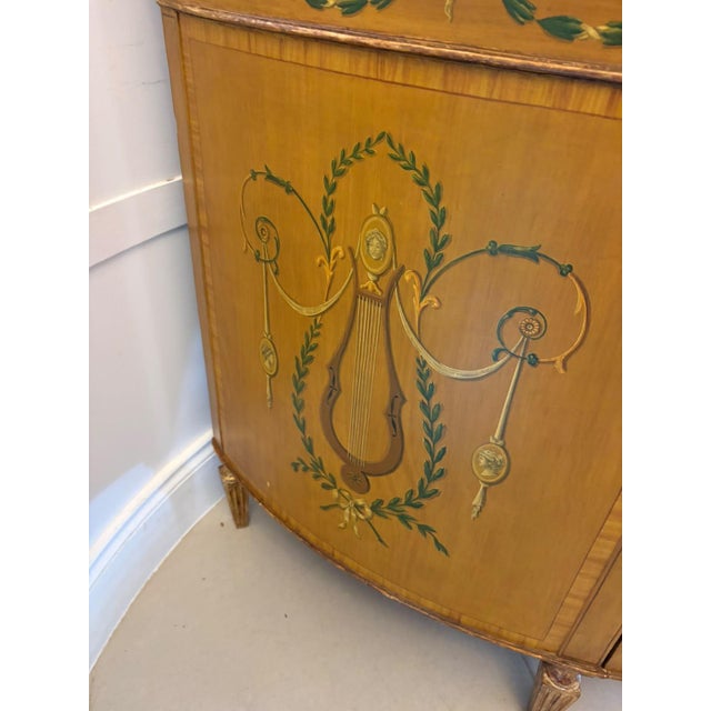 Large Antique Georgian Sheraton Satinwood Hand Painted Cabinet Sideboard, 1800 For Sale - Image 9 of 18