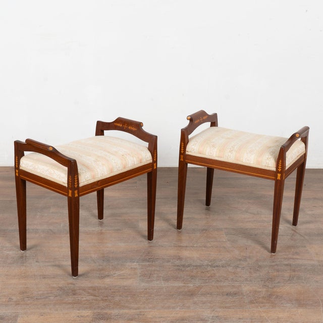 Pair of 20th Century Danish Inlaid Mahogany Tabourets or Stools For Sale - Image 13 of 13