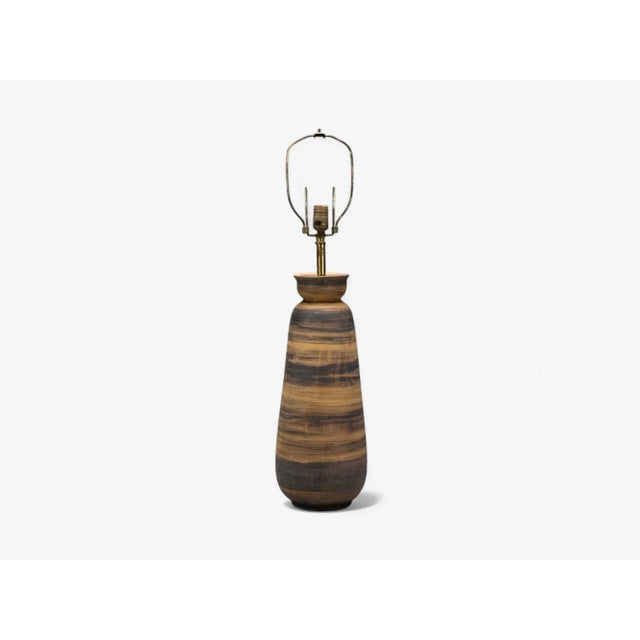 Aldo Londi Bitossi, Ceramic, Brass, Table Lamp, Italy, 1950s For Sale - Image 4 of 10