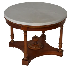 Italian White Marble & Cherry Coffee Table from Cupioli