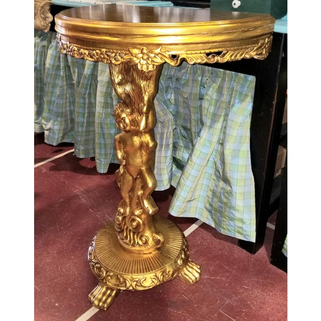 1980s 1980s Cherub Gilt Demilune Console Table For Sale - Image 5 of 9