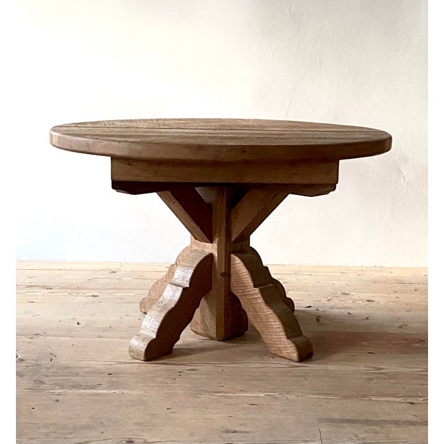 Brutalist Handcrafted Dining Table in Oak, Belgium, 1970s For Sale - Image 6 of 6