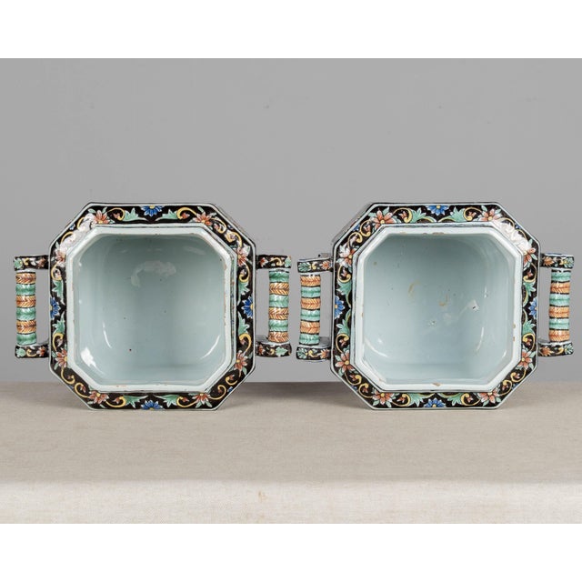 19th Century French Desvres Jardinière and Cachepot Set of 3 For Sale - Image 10 of 17