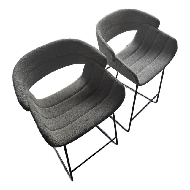 Pair of Bludot of Racer Counter Stools in Marine Tait For Sale