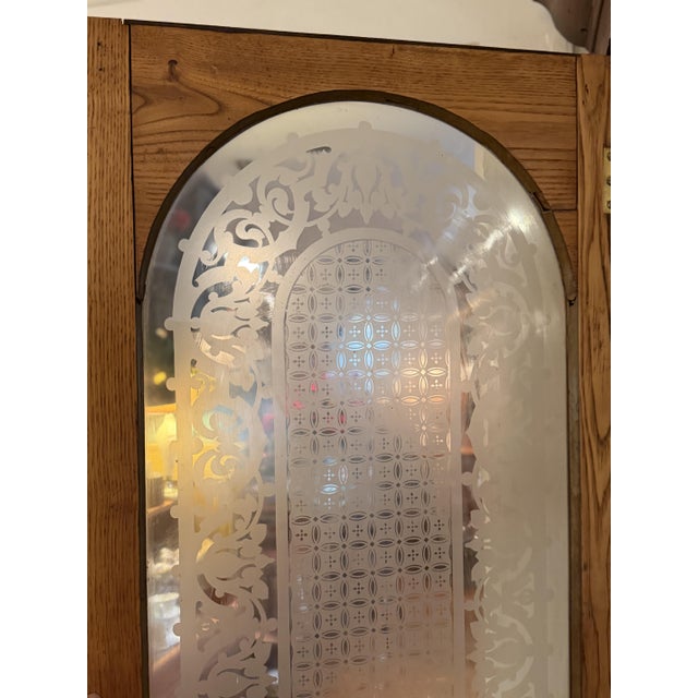Mid 19th Century Antique American Ash Bookcase With Original Etched Glass Doors 1800s For Sale - Image 5 of 14