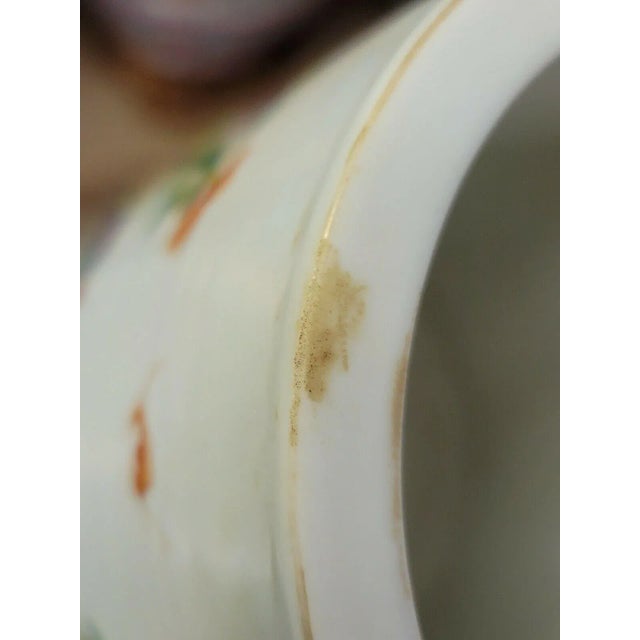 Antique 19th Century Chinese Famille Rose Porcelain Brush Pot Decorated With Flowers and Altar Fruit For Sale - Image 10 of 13