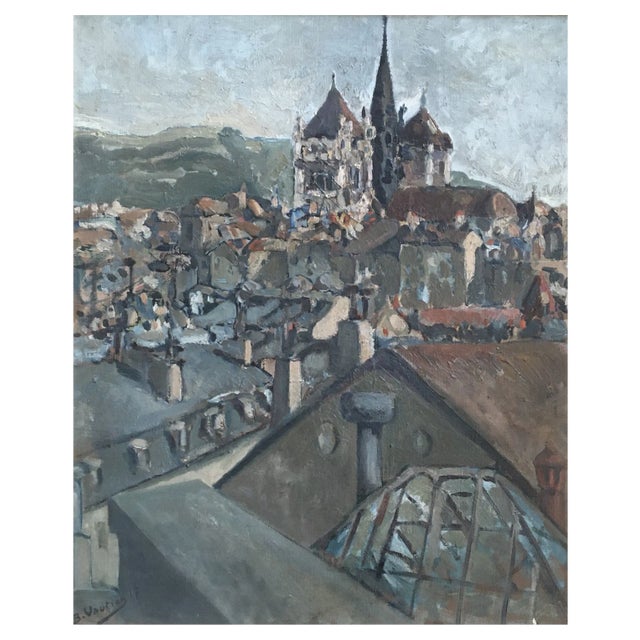 Benjamin II Vautier, Cathédrale Saint Pierre, Haut de vieille ville Genève, 1917, Oil on Canvas, Framed For Sale