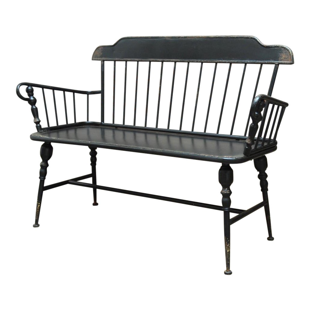 Antique Style Black Metal Windsor Bench Chairish