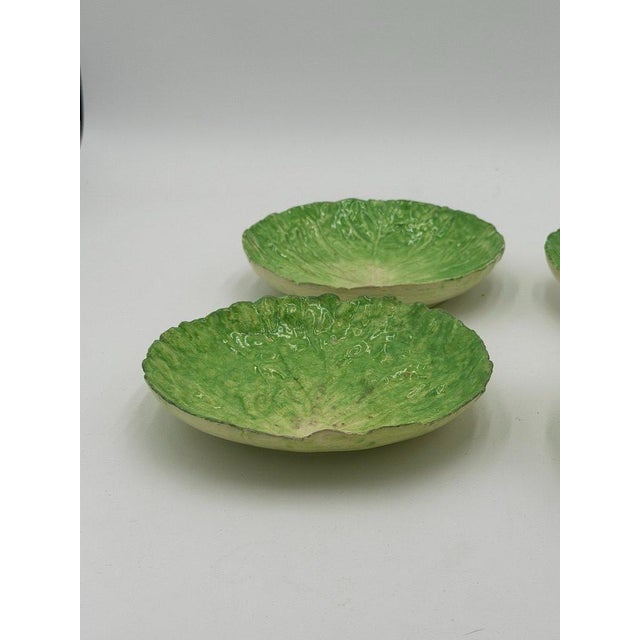 Green Late 19th Century Eb Napoli Italian Majolica Lettuceware Plates - Set of Four For Sale - Image 8 of 16