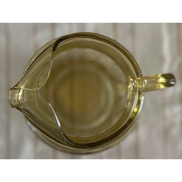 Vintage 1930s Federal Madrid Pitcher Amber Yellow Depression Glass For Sale In Orlando - Image 6 of 8