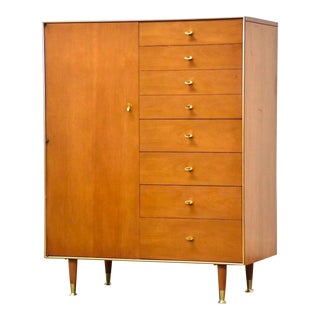 1960s Walnut and Brass Dresser Armoire by Rway For Sale