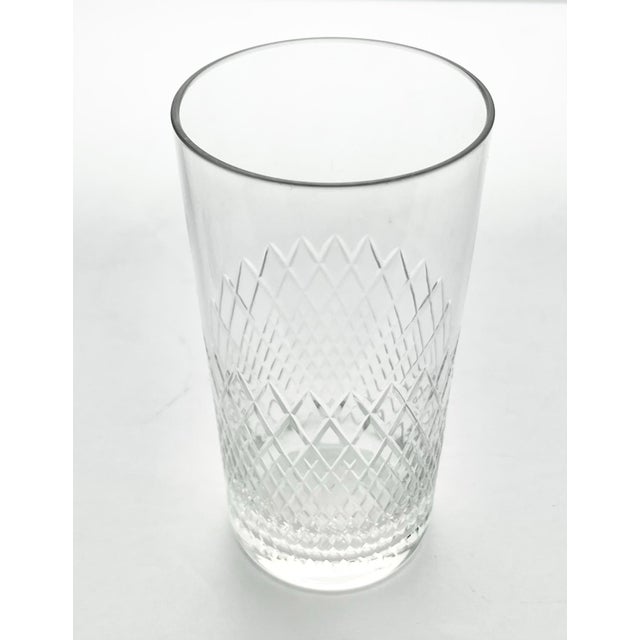 1950s 1950s Vintage Mid-Century 7 Highball Tumbler Glasses Criss-Cross X Fishnet Cuts For Sale - Image 5 of 6