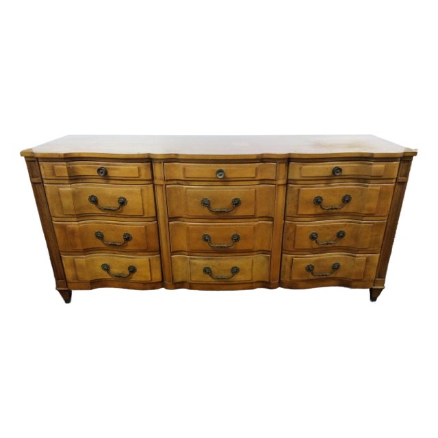 Mid-Century French Provincial Large Lowboy Dresser or Sideboard J. L. Metz For Sale