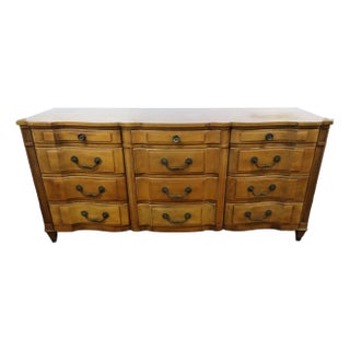 Mid-Century French Provincial Large Lowboy Dresser or Sideboard J. L. Metz on Sale 1995 For Sale