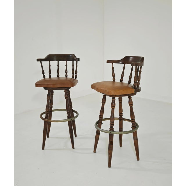 Vintage Italian Pizzetti Roma Wooden Stools, 1970s, Set of 2 For Sale - Image 4 of 17