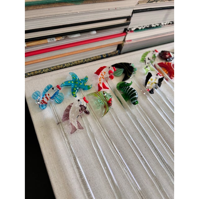 Vintage Hand-Blown Glass Tropical Fish Cocktail Stirrers, Set of 16 For Sale - Image 4 of 11