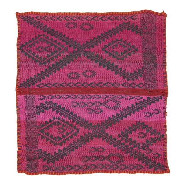 Vintage Frazada Kilim in Pink & Charcoal Geometric Pattern - Rug & Kilim For Sale