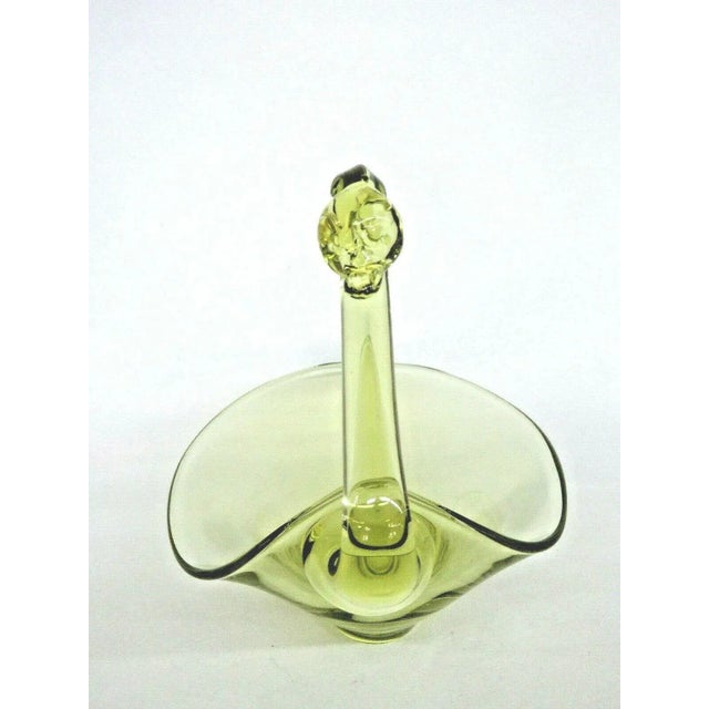 Mid-Century Modern Yellow Art Glass Swan Vintage Candy Dish Bowl For Sale - Image 3 of 11