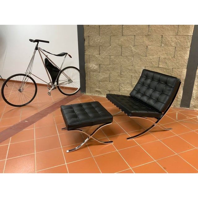 Set of Barcelona Lounge Chair and Ottoman by Ludwig Mies van der Rohe for Knoll Inc. / Knoll International, 2011 For Sale - Image 6 of 11