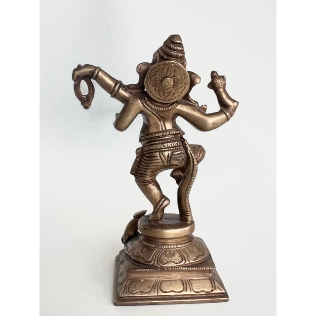 Vintage Indian Brass Dancing Ganesha Figurine on Lotus Base For Sale - Image 10 of 12