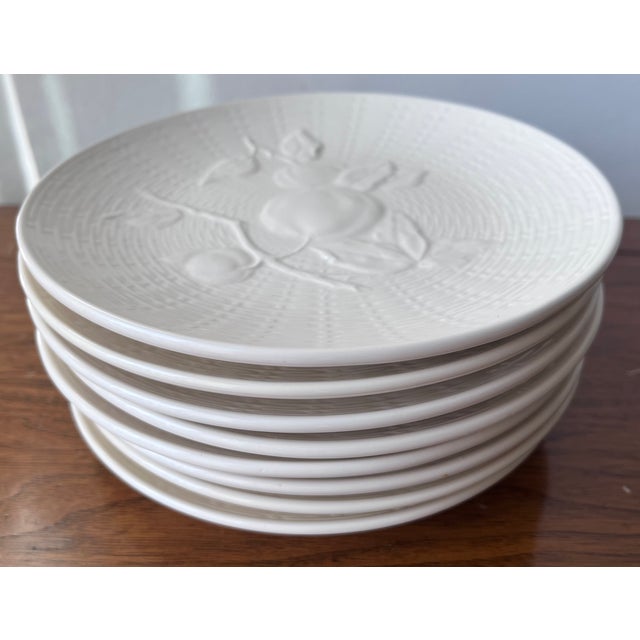 Ceramic Vintage 1960's Rare Creamware Fruit Plates-Set 8-Ed Langbien For Sale - Image 7 of 8