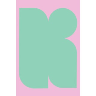 Soft Mint Geometric Abstract Shape on Pastel Pink Background - Modern Minimalist Art Print For Sale