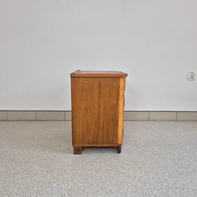 Wood Small Art Deco Cabinet in Oak Veneer and Birch Burl, Germany, 1950s For Sale - Image 7 of 12