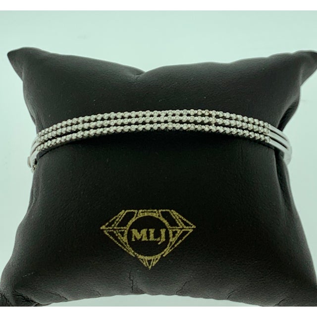 1.3 Carat Diamond Three Rows Bangle /Bracelet in 18 Karat White Gold 15 Grams For Sale - Image 4 of 18