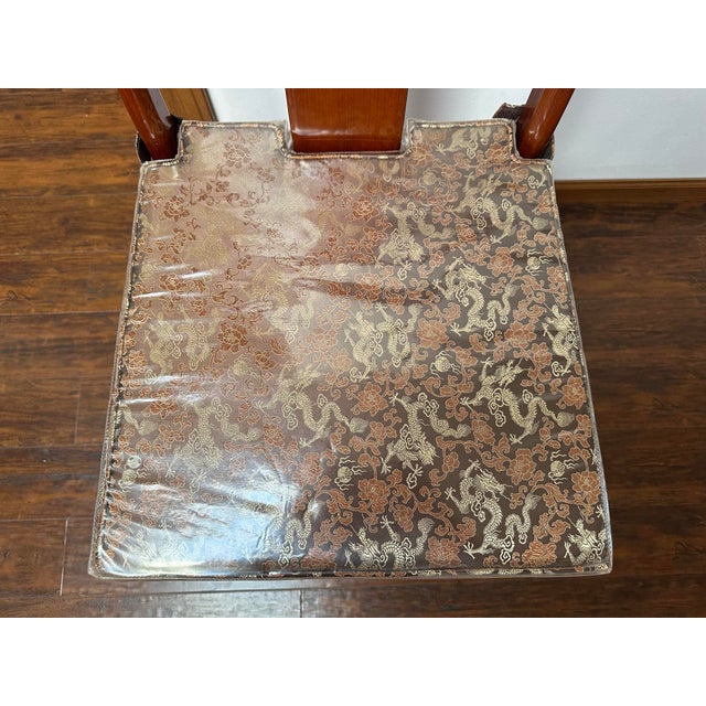 Vintage Burmese Rosewood Mid-Century Chinese Round Dining Table & 10 Chairs Set With Lazy Susan For Sale - Image 9 of 12