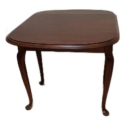 Vintage Wood Queen Anne Drop Leaf Side Table Dark Tone For Sale