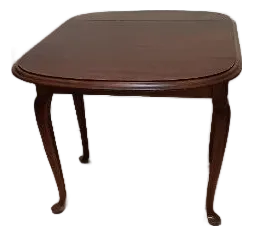 Vintage Wood Queen Anne Drop Leaf Side Table Dark Tone