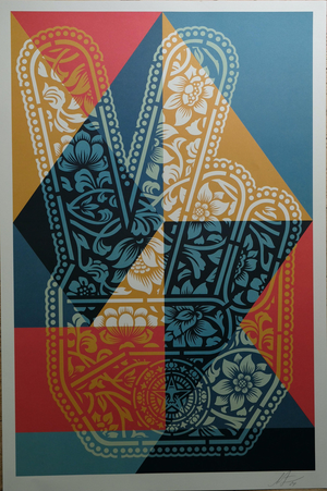 Shepard Fairey, Fingers Peace, Lithograph