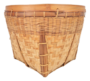 Vintage Handmade Basket in Woven Bamboo and Rattan, 1960s