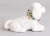Vintage Italian White Majolica Dog Figurine With Flower Wreath For Sale - Image 4 of 9