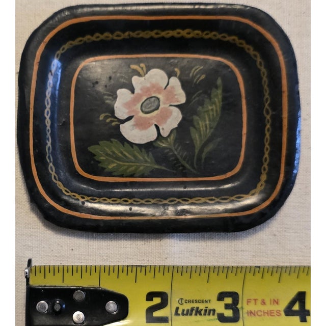 Victorian Antique Hand-Painted Toleware Tray, Floral Decoration For Sale - Image 3 of 3