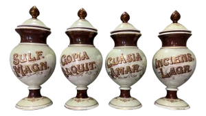 Antique French Limoges Porcelain Albarelos, 1890s, Set of 4