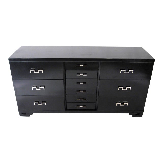 Mid-Century Black Laquered Sideboard Dresser For Sale