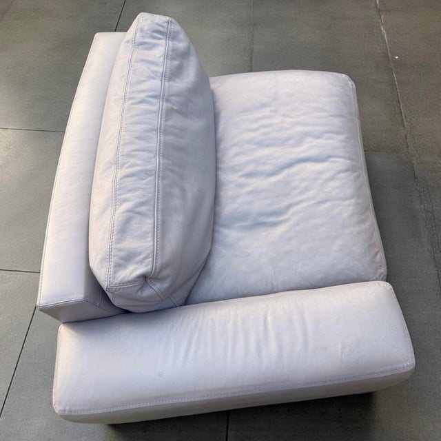 Animal Skin Roche Bobois MD France 4p Dolphin Gray Leather Couch Sectional Ottoman For Sale - Image 7 of 9