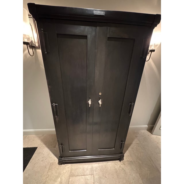 Industrial Vintage Gunmetal Steel Safe Cabinet For Sale - Image 3 of 12