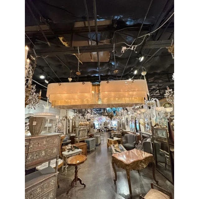 Fabulous large scale custom Murano glass oval chandelier for over an island. Featuring layers of glistening glass. Very...