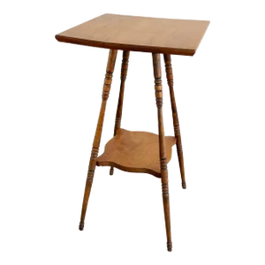 Antique Turned Wood Two Tier Table or Plant Stand