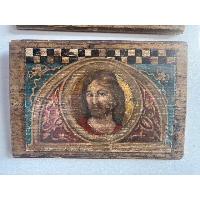 19th C. Religious Inspired Painted Wooden Plaques For Sale In Los Angeles - Image 6 of 11