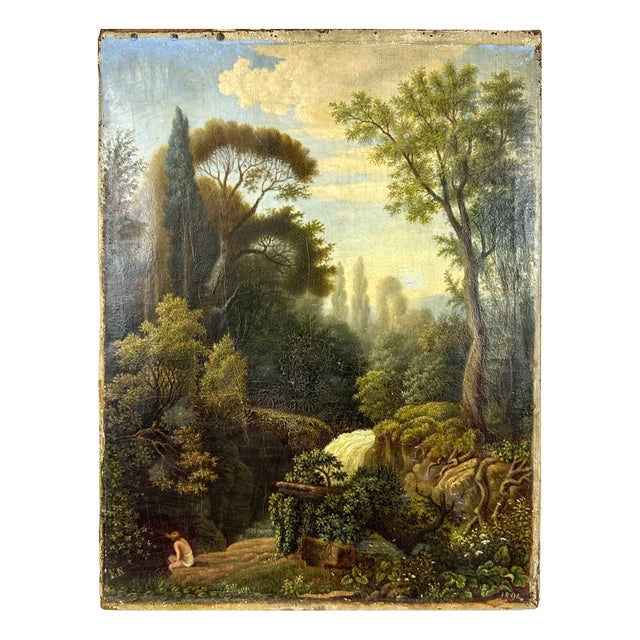 Landscape with a Boy, Oil on Canvas, 1891 For Sale