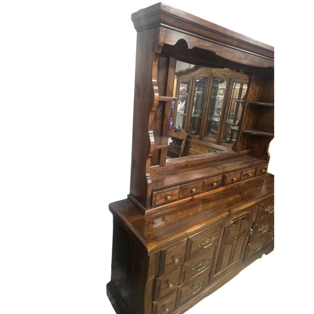 Rustic Late 20th Century Rustic Southwestern-Style Wood Dresser With Mirror Hutch For Sale - Image 3 of 7