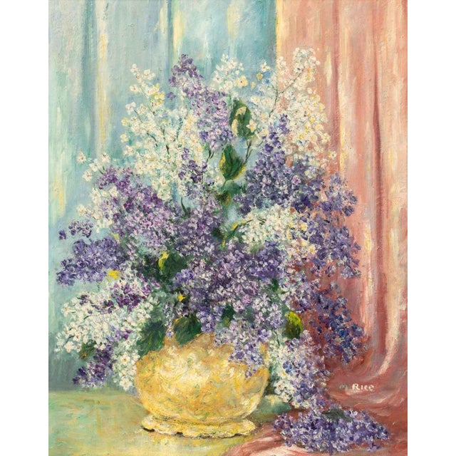 Margaret A. Rice (Marion Rice, American, 1901-?), Still Life Scene of a Bouquet of Lilac Flowers, Oil on Canvas Panel,...