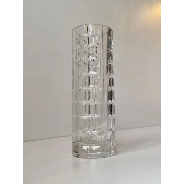 Scandinavian Cut Crystal Vase, 1950s For Sale - Image 8 of 8